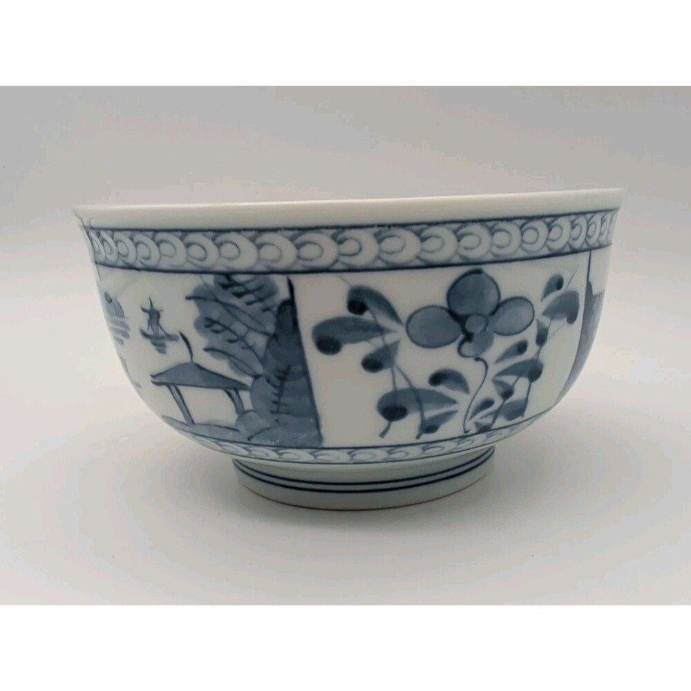 Vtg Mitsumine Sometsuke Bowl Blue & White Japan Showa